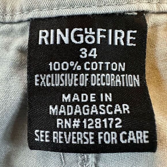 Ring Of Fire Cargo Shorts Gray | Men Size 34 - Picture 3 of 9